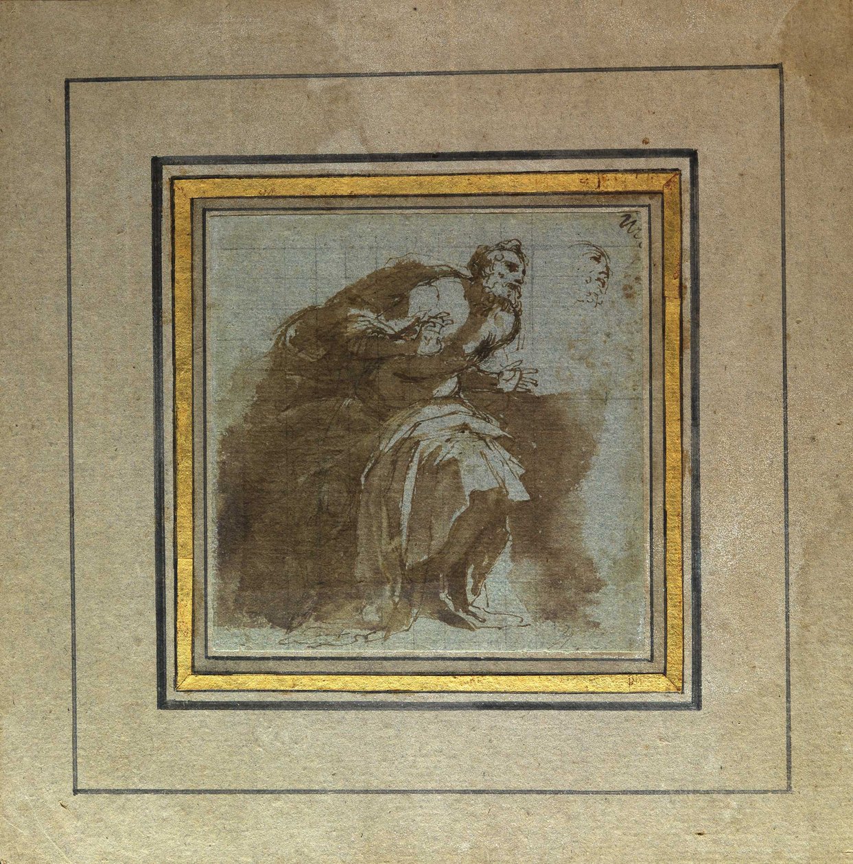 Forundret senil figur af Agostino Carracci