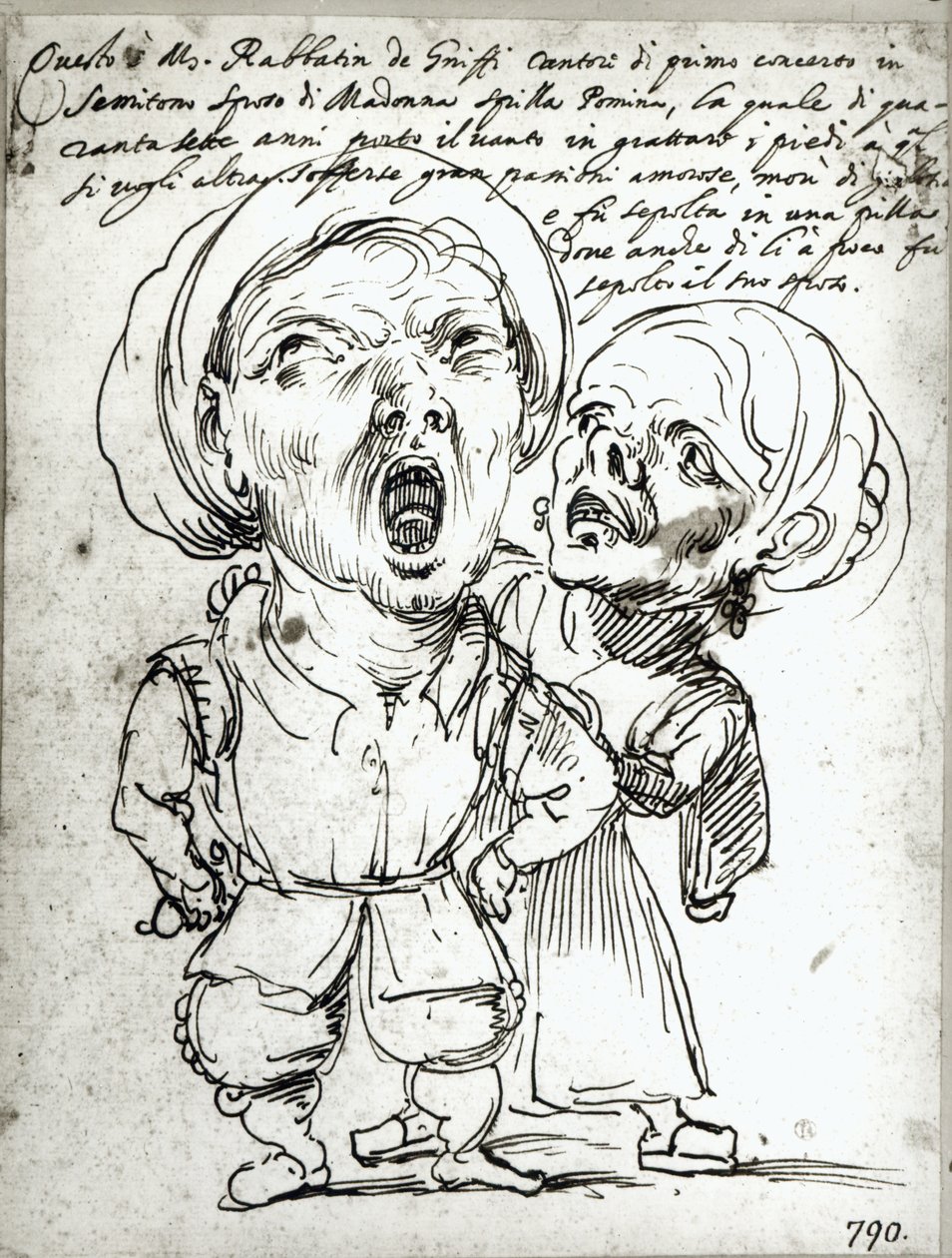 Karikatur af Rabbatin de Griffo og hans kone Spilla Pomona (pen og blæk på papir) af Agostino Carracci