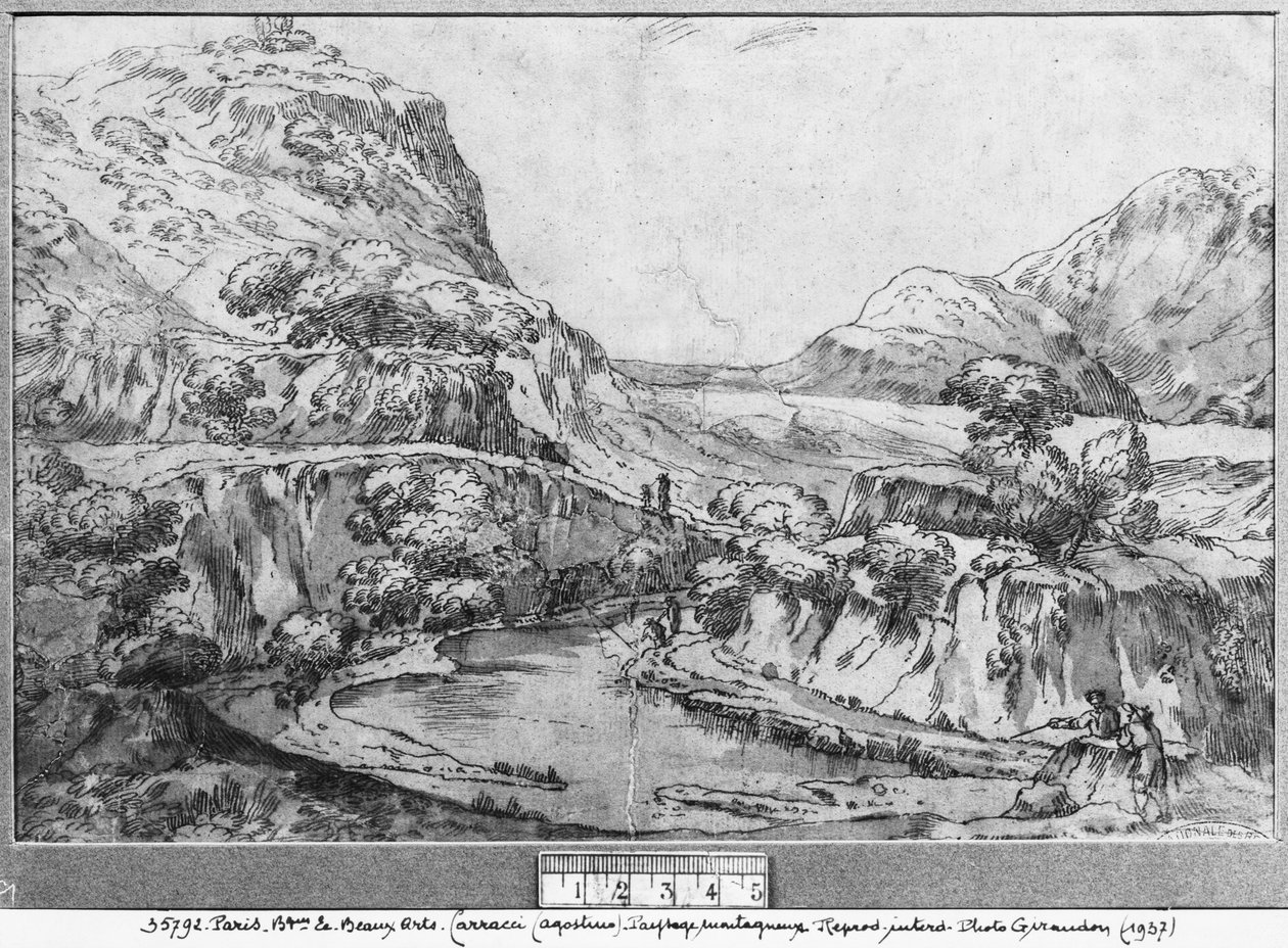 Bjerglandskab af Agostino Carracci
