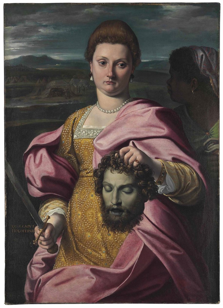 Portræt af Olimpia Luna og Melchiorre Zoppio som Judith og Holofernes af Agostino Carracci