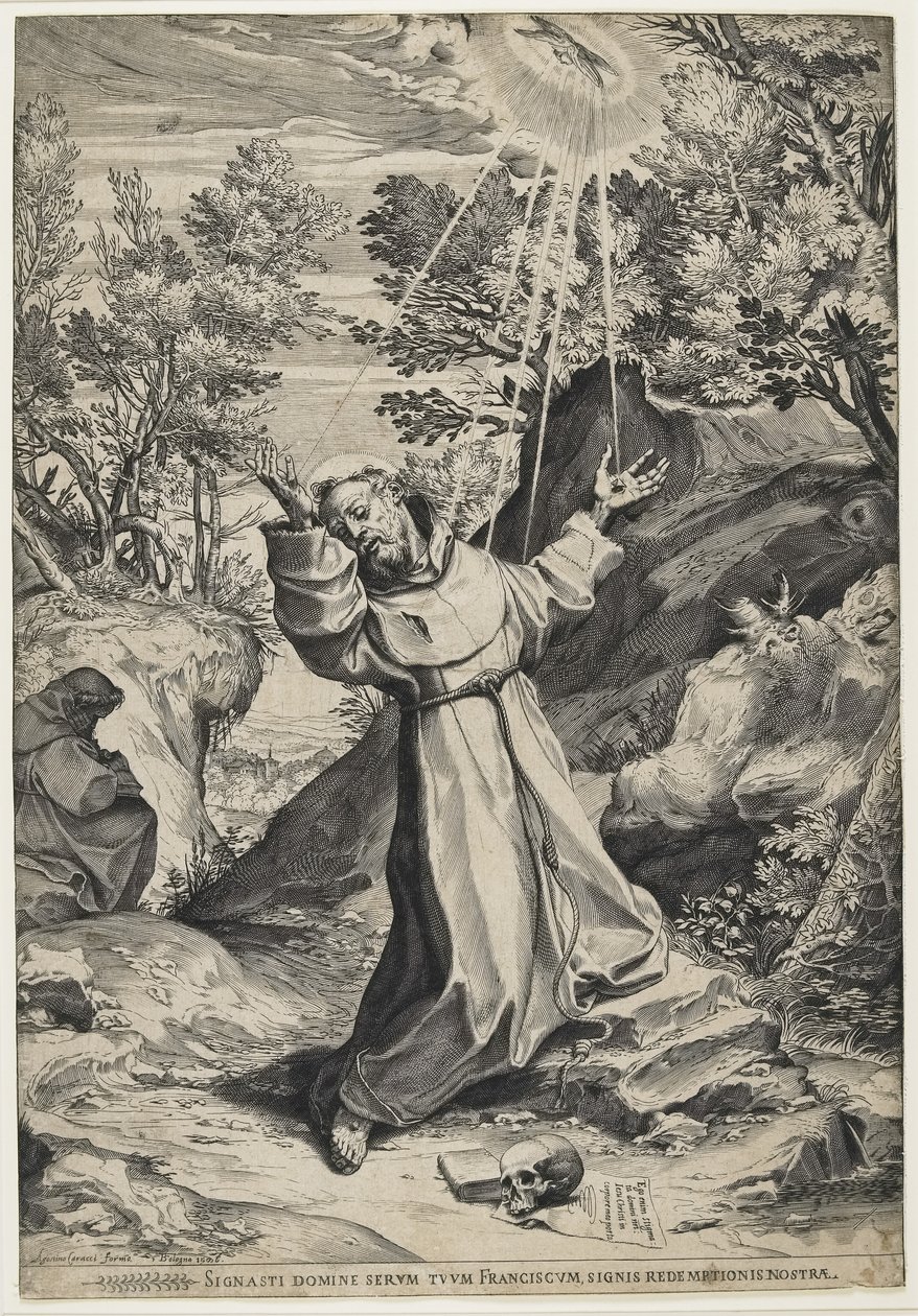 Saint Francis modtager Stigmata, 1586 af Agostino Carracci