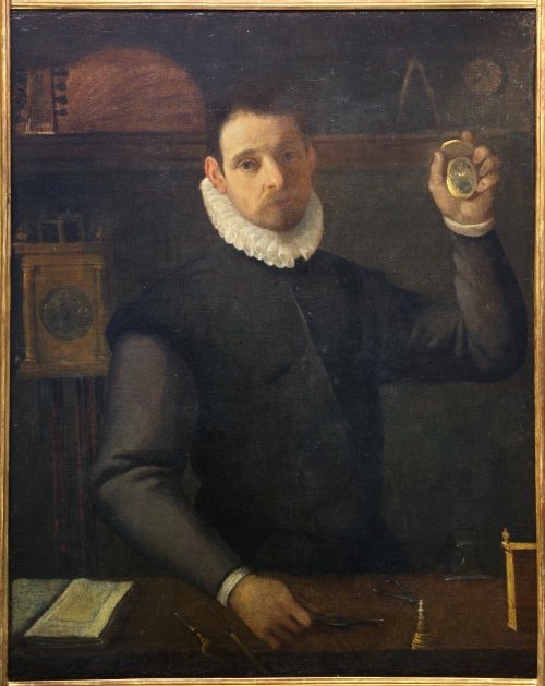 Selvportræt som urmager af Agostino Carracci