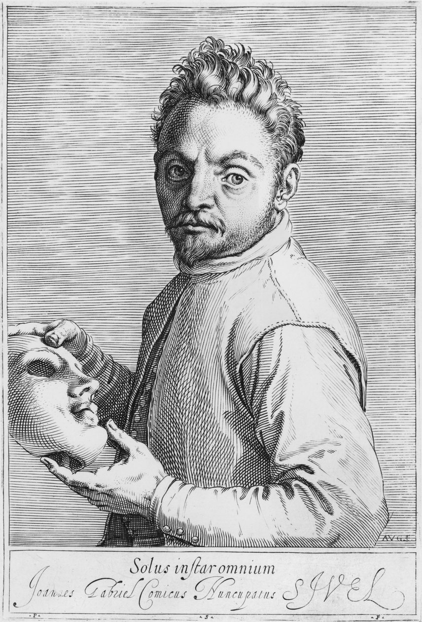 Skuespilleren Jean Gabriel Swel af Agostino Carracci