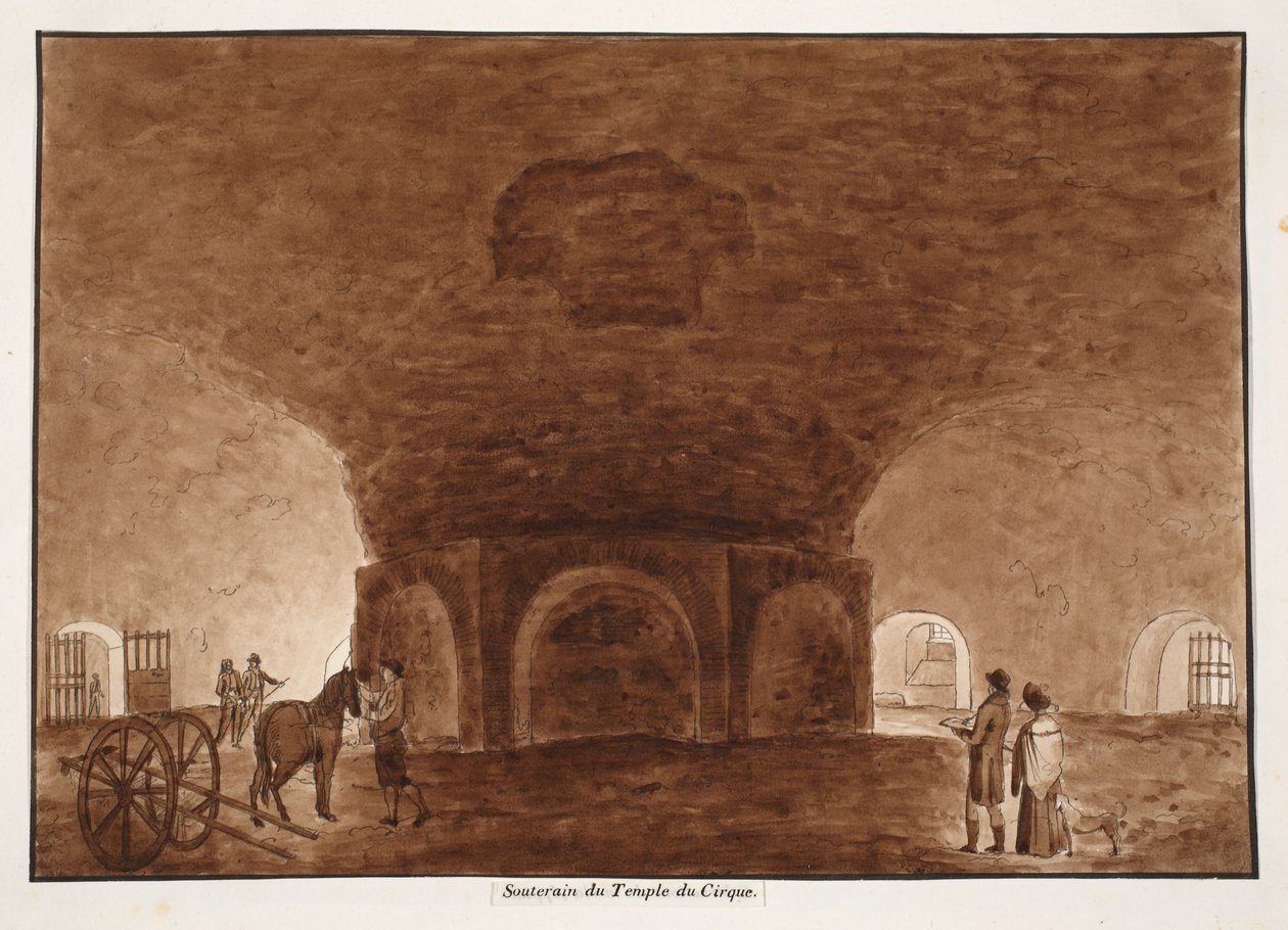 Kælder i Cirkustemplet, 1833 (ætsning med brun vask) af Agostino Tofanelli