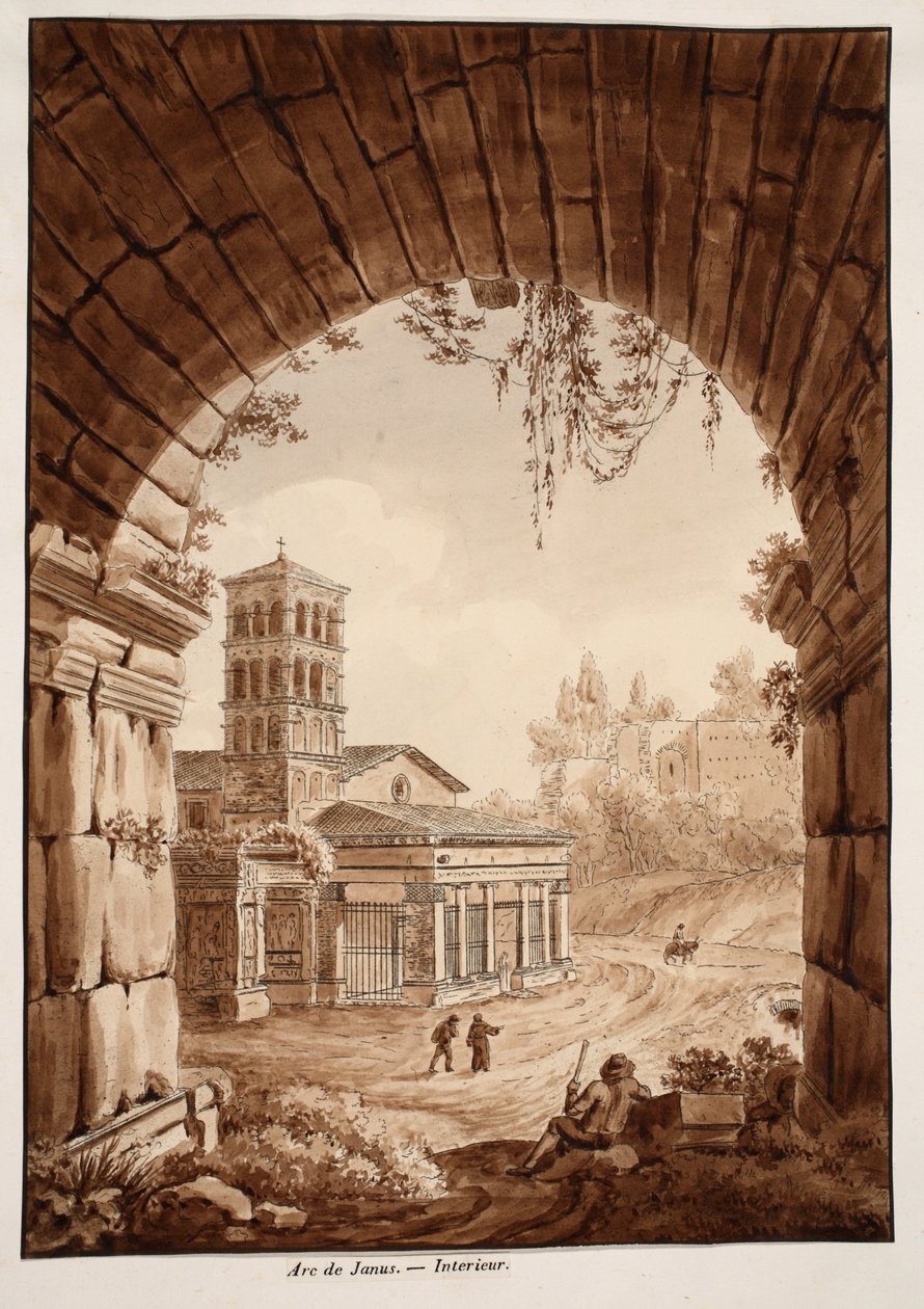 Indersiden af Janusbuen, 1833 (ætsning med brun vask) af Agostino Tofanelli
