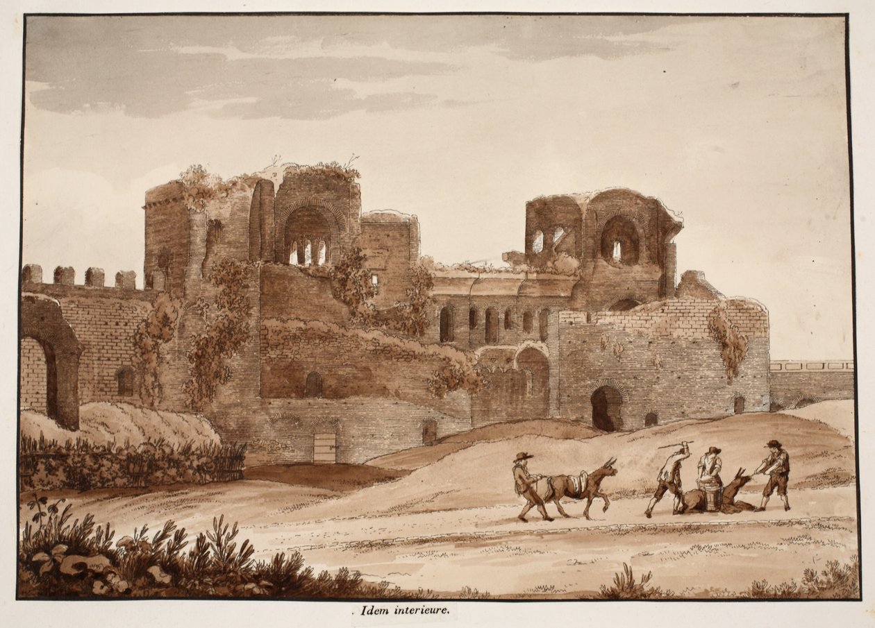 Interiør af Porta Asinaria, 1833 (ætsning med brun vask) af Agostino Tofanelli