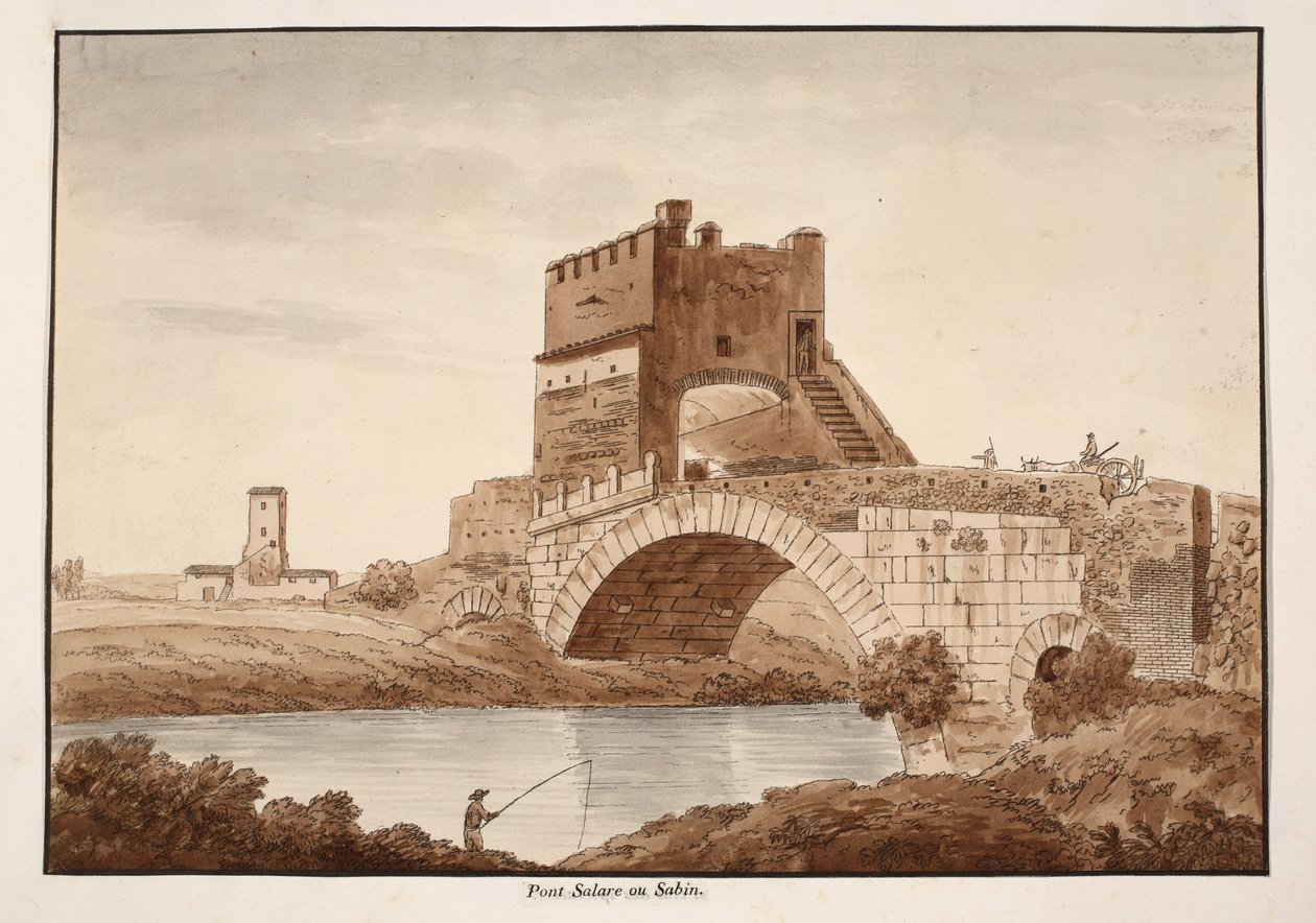 Ponte Salario, eller Sabine, 1833 (ætsning med brun vask) af Agostino Tofanelli