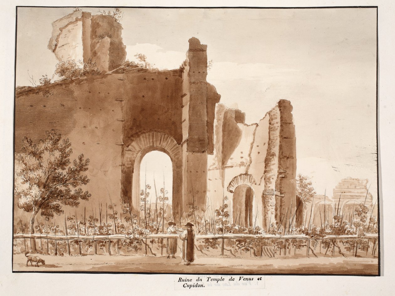 Ruin af Venus og Amors tempel, 1833 (ætsning med brun vask) af Agostino Tofanelli