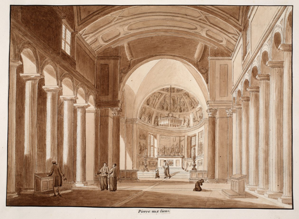 San Pietro in Vincoli, 1833 (ætsning med brun vask) af Agostino Tofanelli