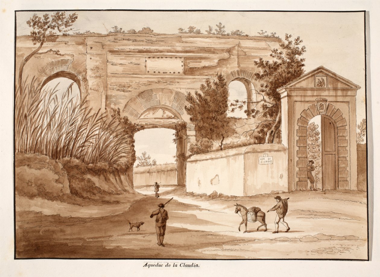 Acqua Claudia, 1833 (ætsning med brun vask) af Agostino Tofanelli