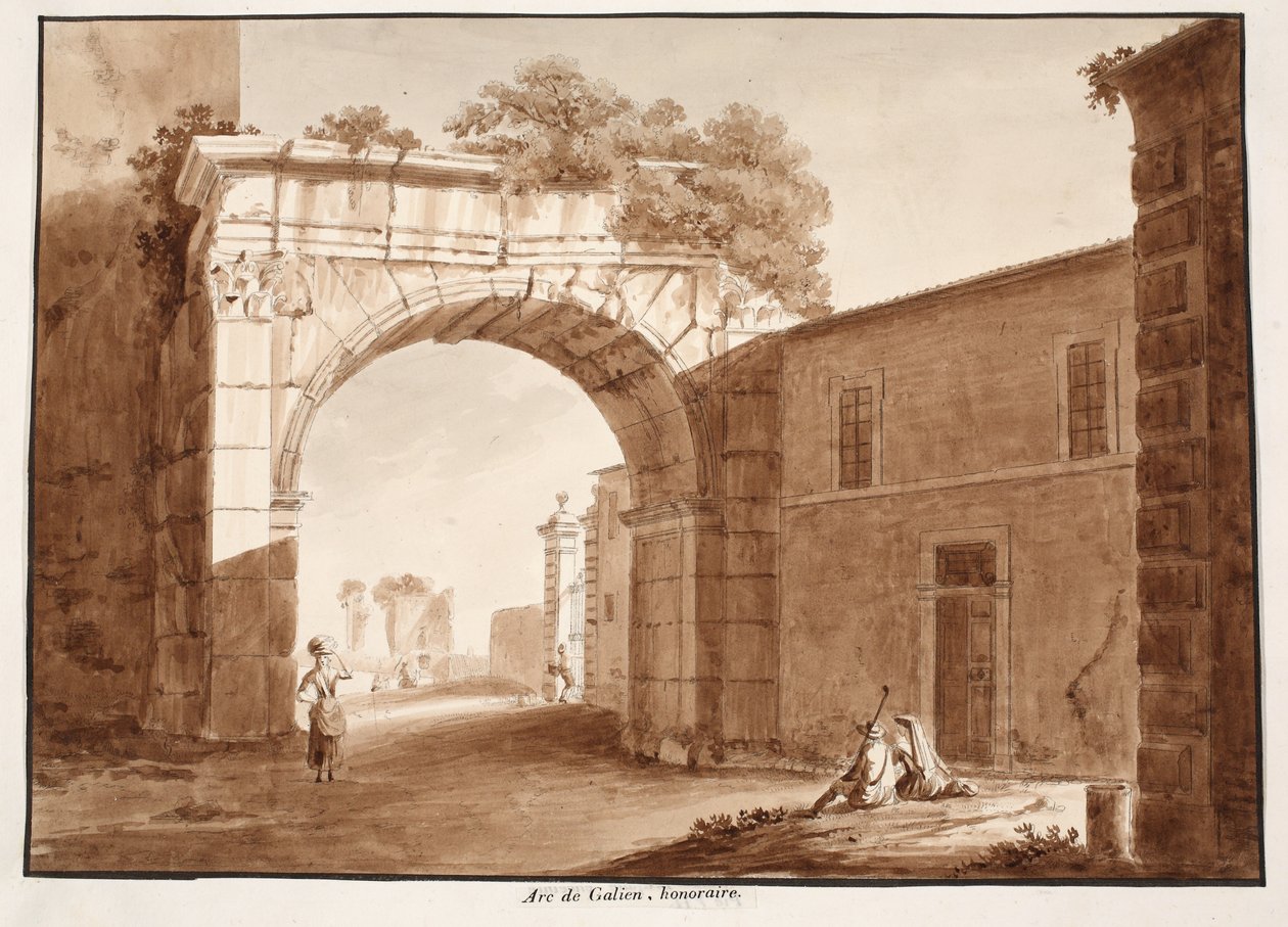 Gallienusbuen, 1833 (ætsning med brun vask) af Agostino Tofanelli