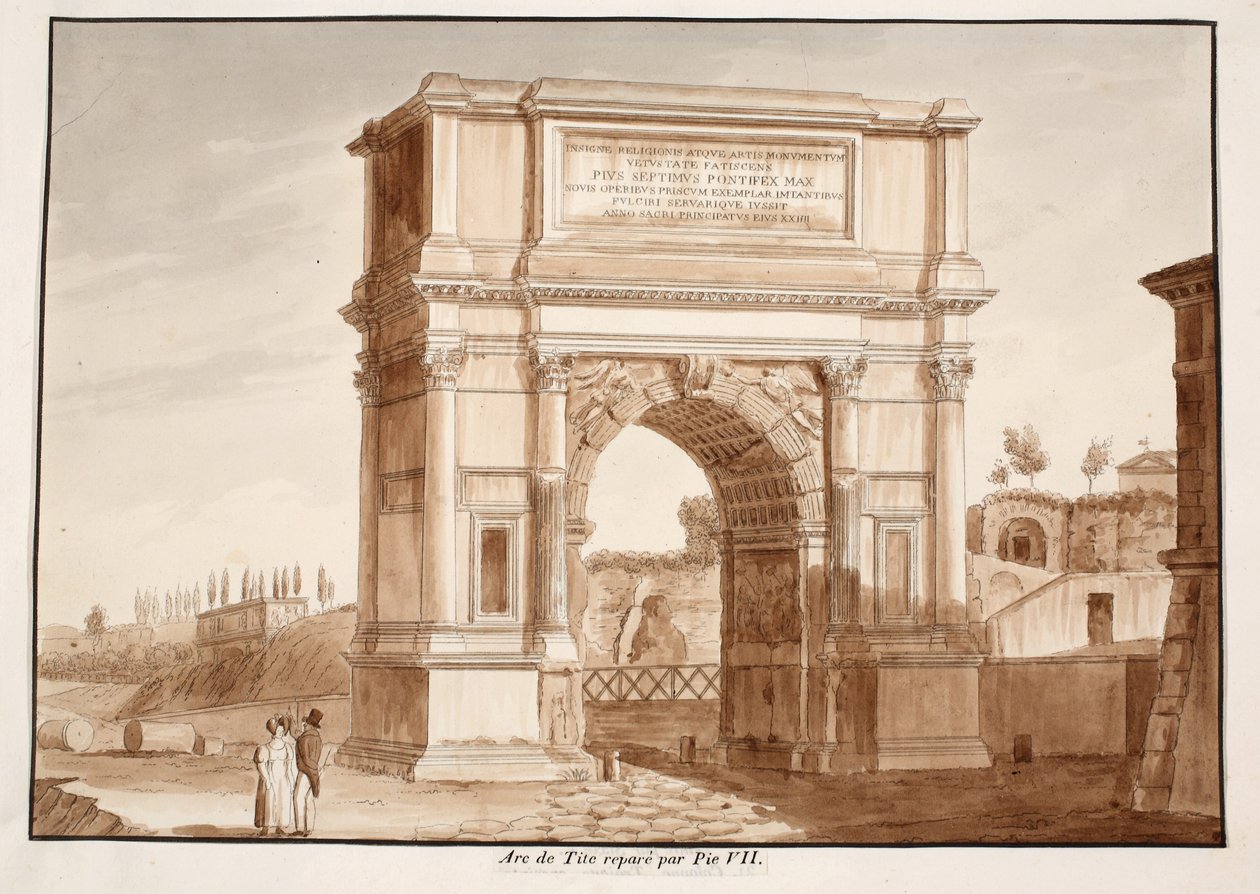 Titusbuen, restaureret af Pius VII, 1833 (radering med brun vask) af Agostino Tofanelli