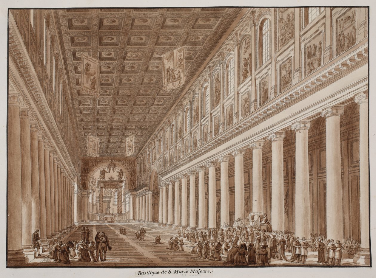 Basilikaen Santa Maria Maggiore, 1833 (ætsning med brun vask) af Agostino Tofanelli