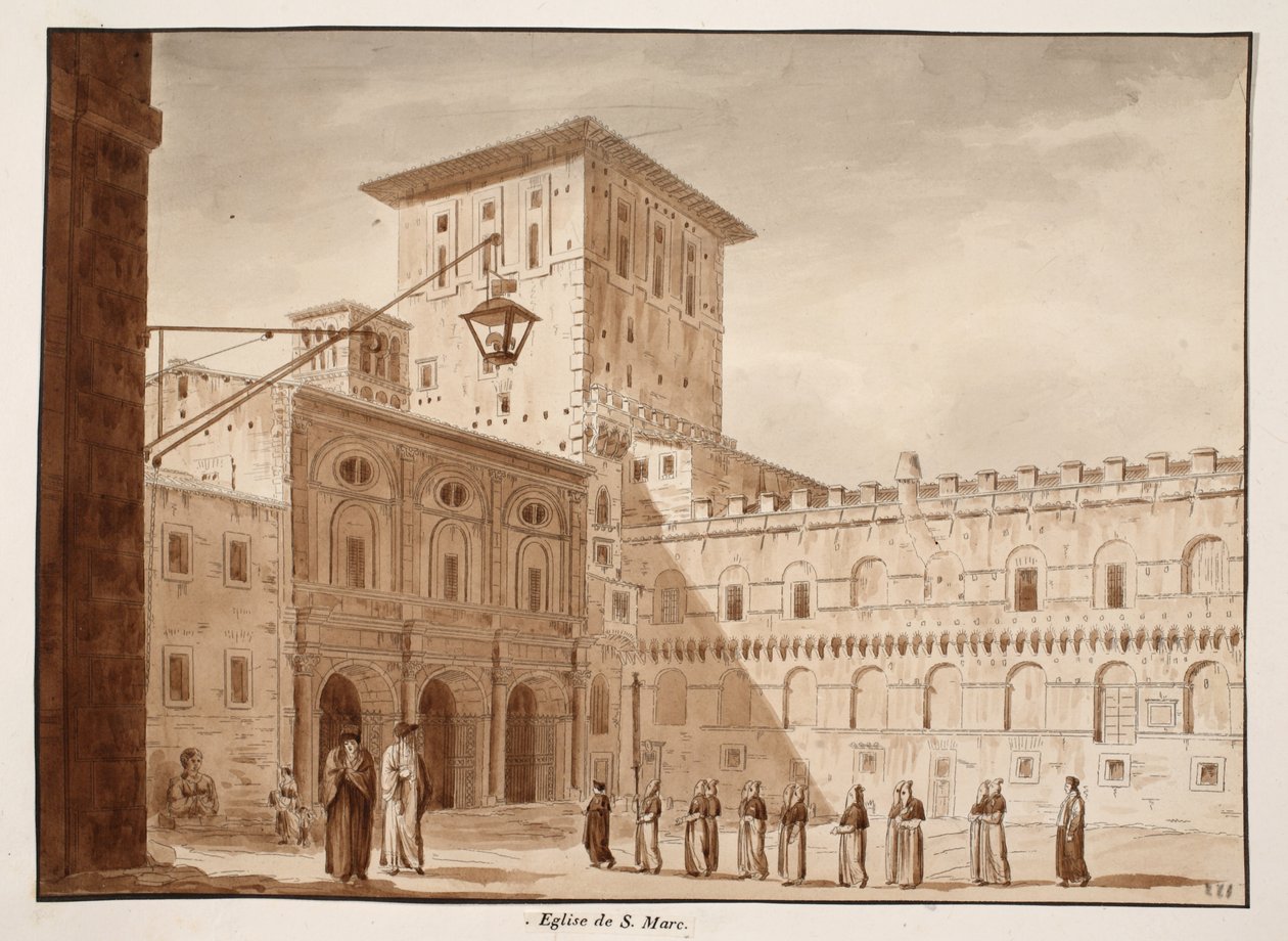 San Marco-kirken, 1833 (ætsning med brun vask) af Agostino Tofanelli