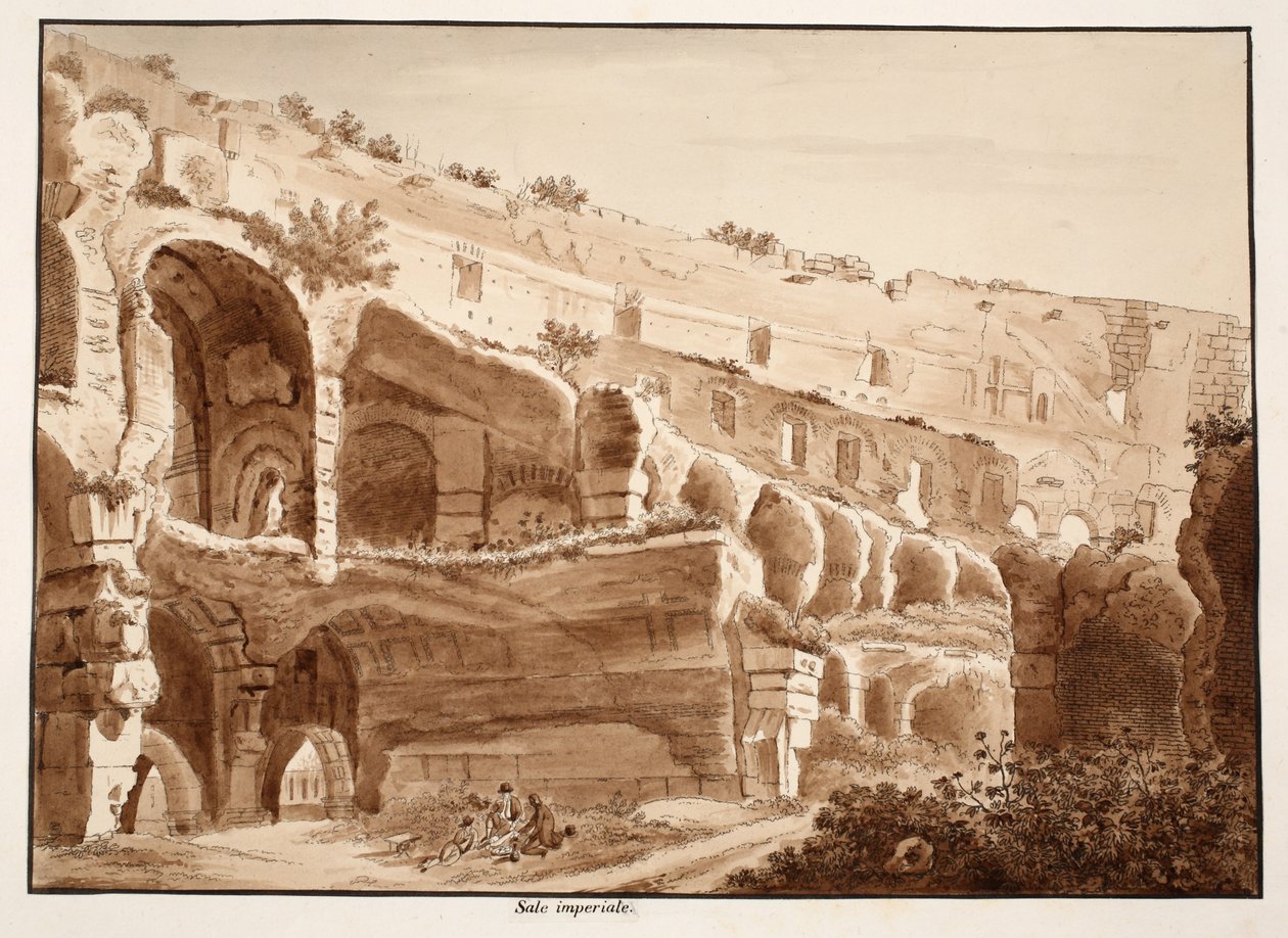 Det kejserlige værelse, 1833 (ætsning med brun vask) af Agostino Tofanelli