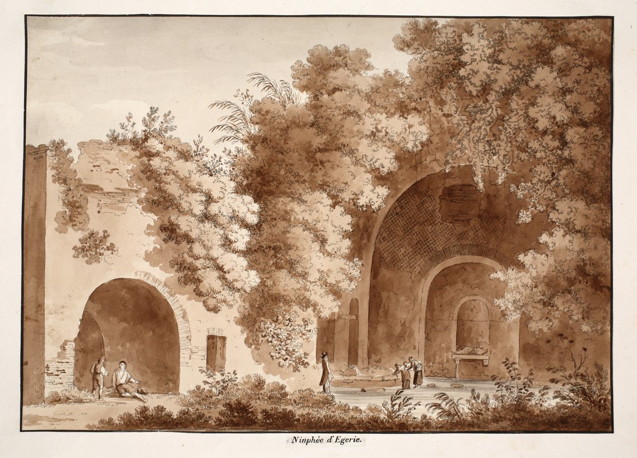 The Ninfeo of Egeria, 1833 (ætsning med brun vask) af Agostino Tofanelli