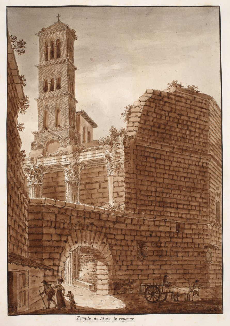 The Temple of Mars Ultor, 1833 (ætsning med brun vask) af Agostino Tofanelli