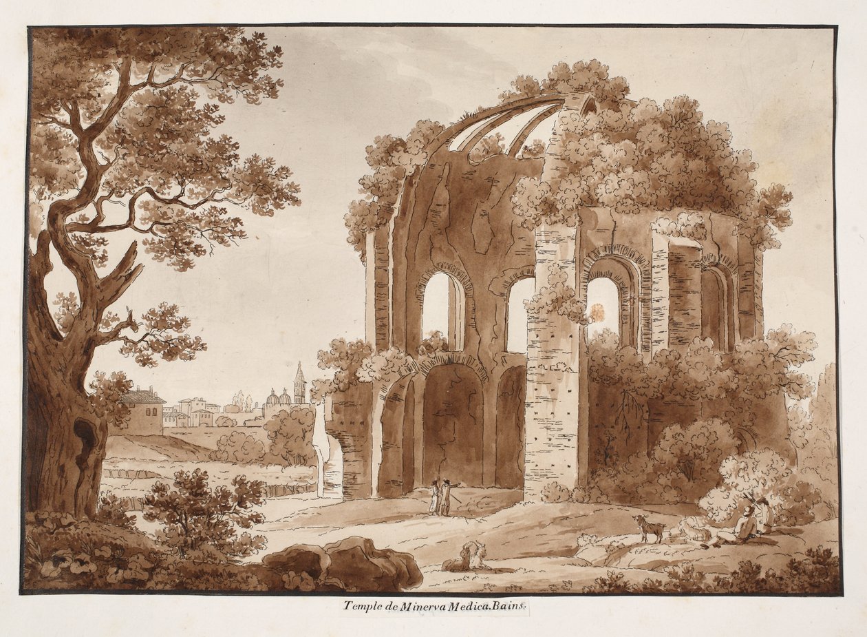 Templet af Minerva Medica, 1833 (ætsning med brun vask) af Agostino Tofanelli