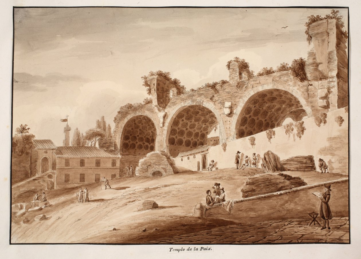 Fredens tempel, 1833 (ætsning med brun lakering) af Agostino Tofanelli