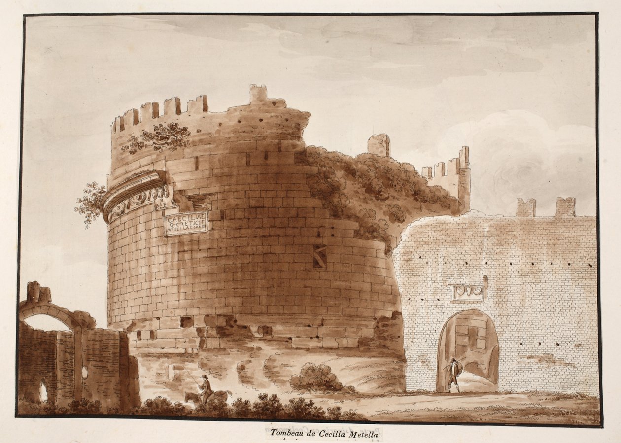 Cecilia Metellas grav, 1833 (ætsning med brun vask) af Agostino Tofanelli