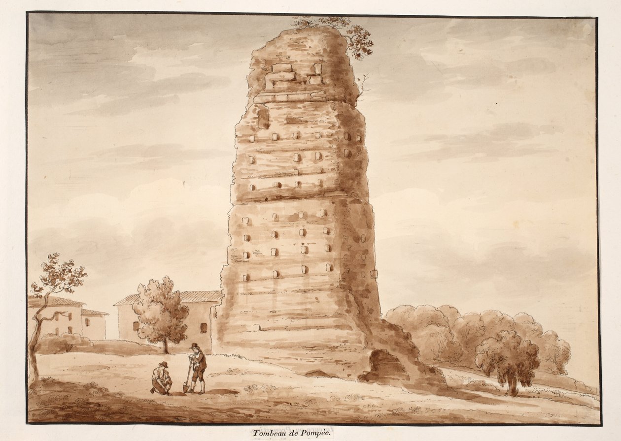 Pompejus grav, 1833 (ætsning med brun vask) af Agostino Tofanelli