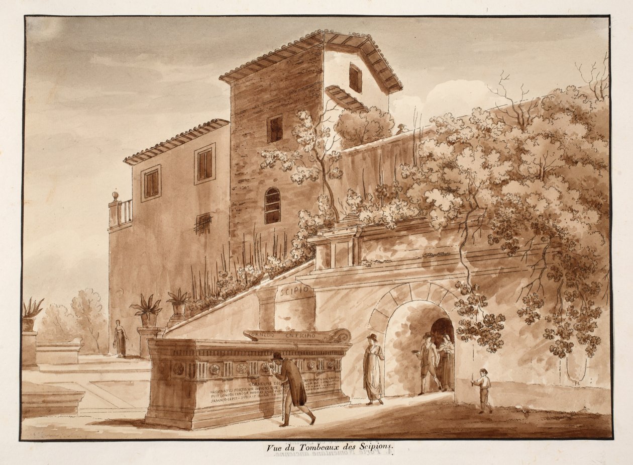 The Tomb of the Scipios, 1833 (ætsning med brun vask) af Agostino Tofanelli