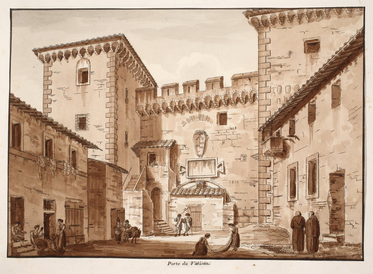 Vatikanets port, 1833 (ætsning med brun vask) af Agostino Tofanelli