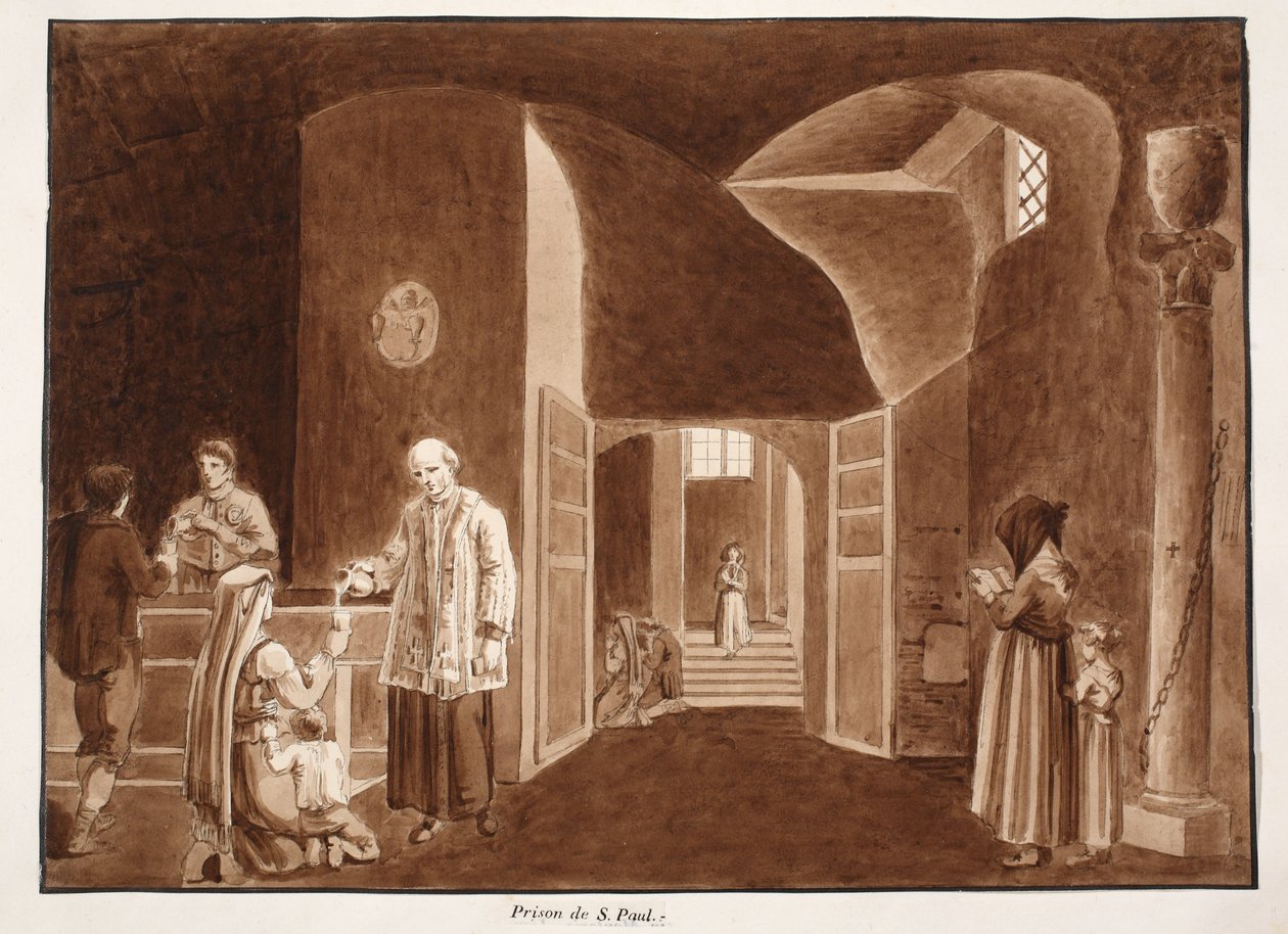 St. Pauls fængsel, 1833 (ætsning med brun vask) af Agostino Tofanelli