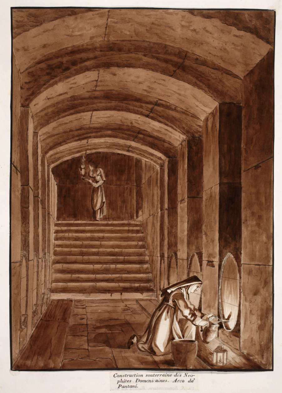 Den underjordiske bygning af neofyttiske dominikanske nonner. Arco dei Pantani, 1833 (ætsning med brun vask) af Agostino Tofanelli