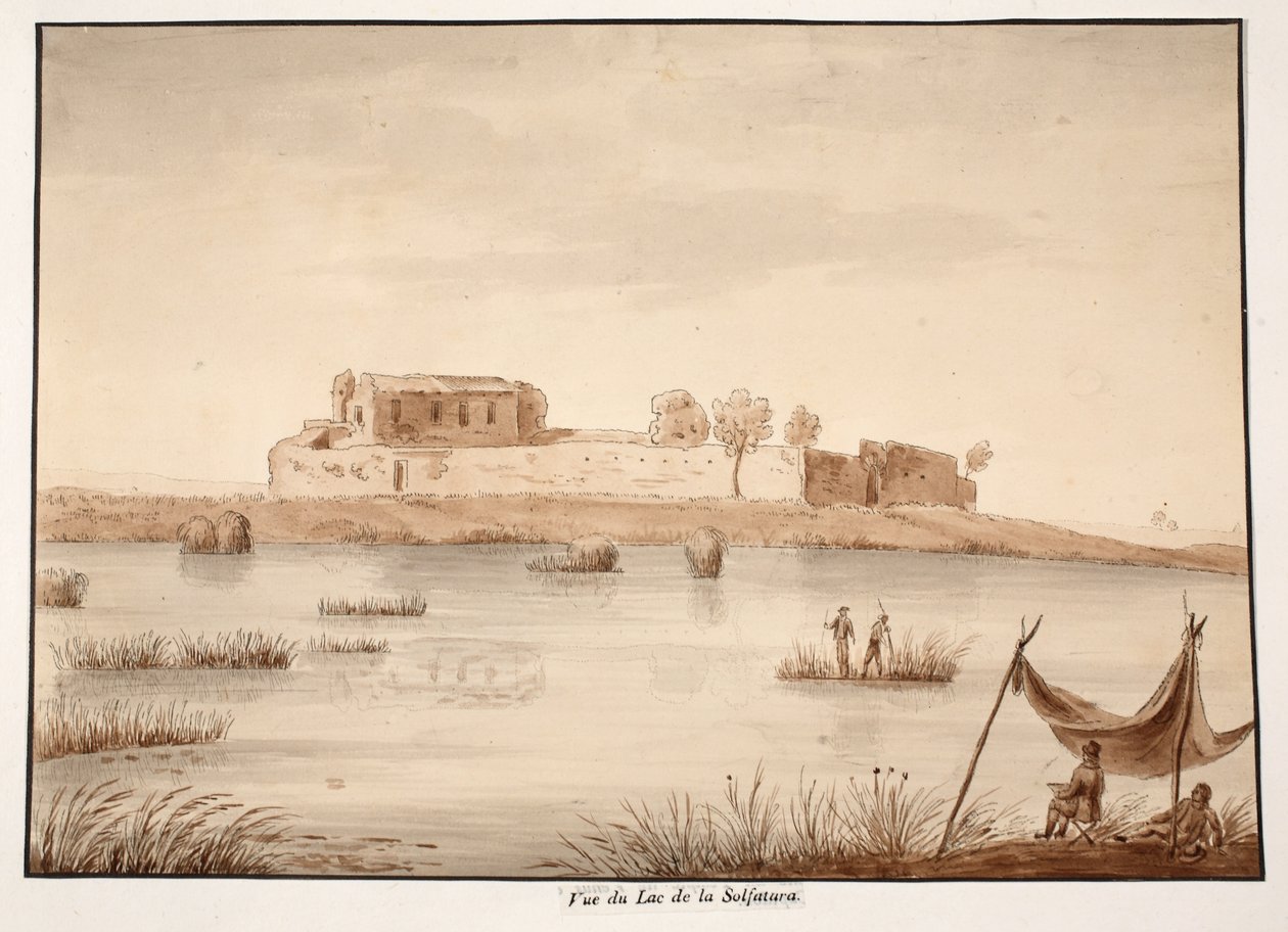 Udsigt over søen Solfatura, 1833 (ætsning med brun vask) af Agostino Tofanelli