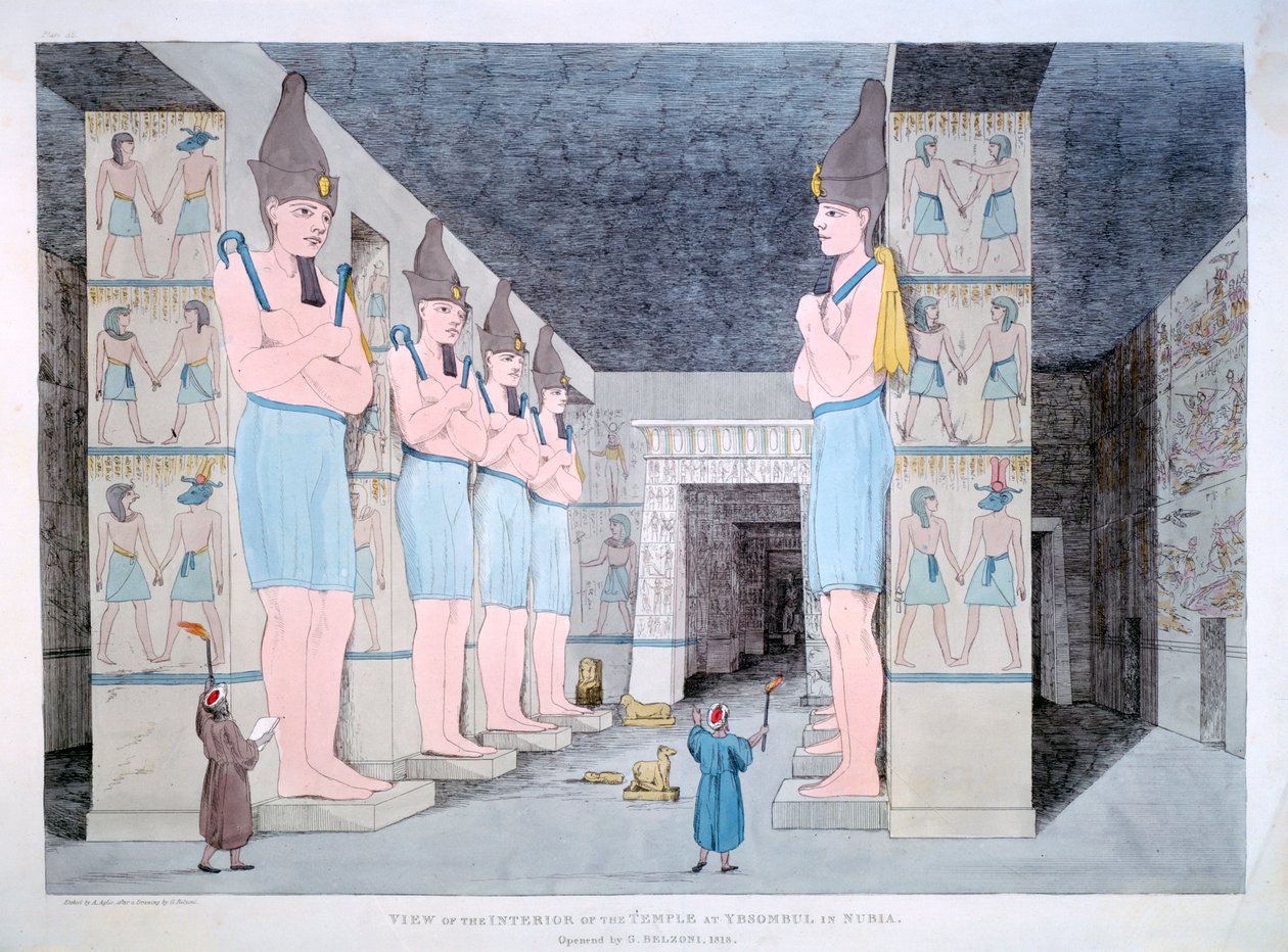 Det indre af templet i Ybsombul i Nubia, 1820 af Agostino Aglio