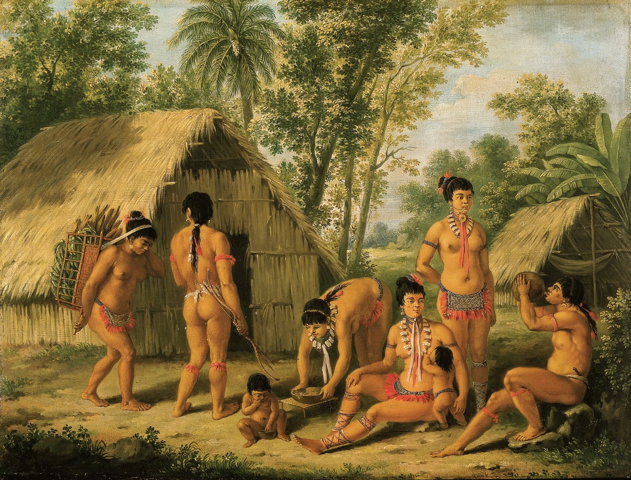 En familie af Charaibes på øen St. Vincent af Agostino Brunias