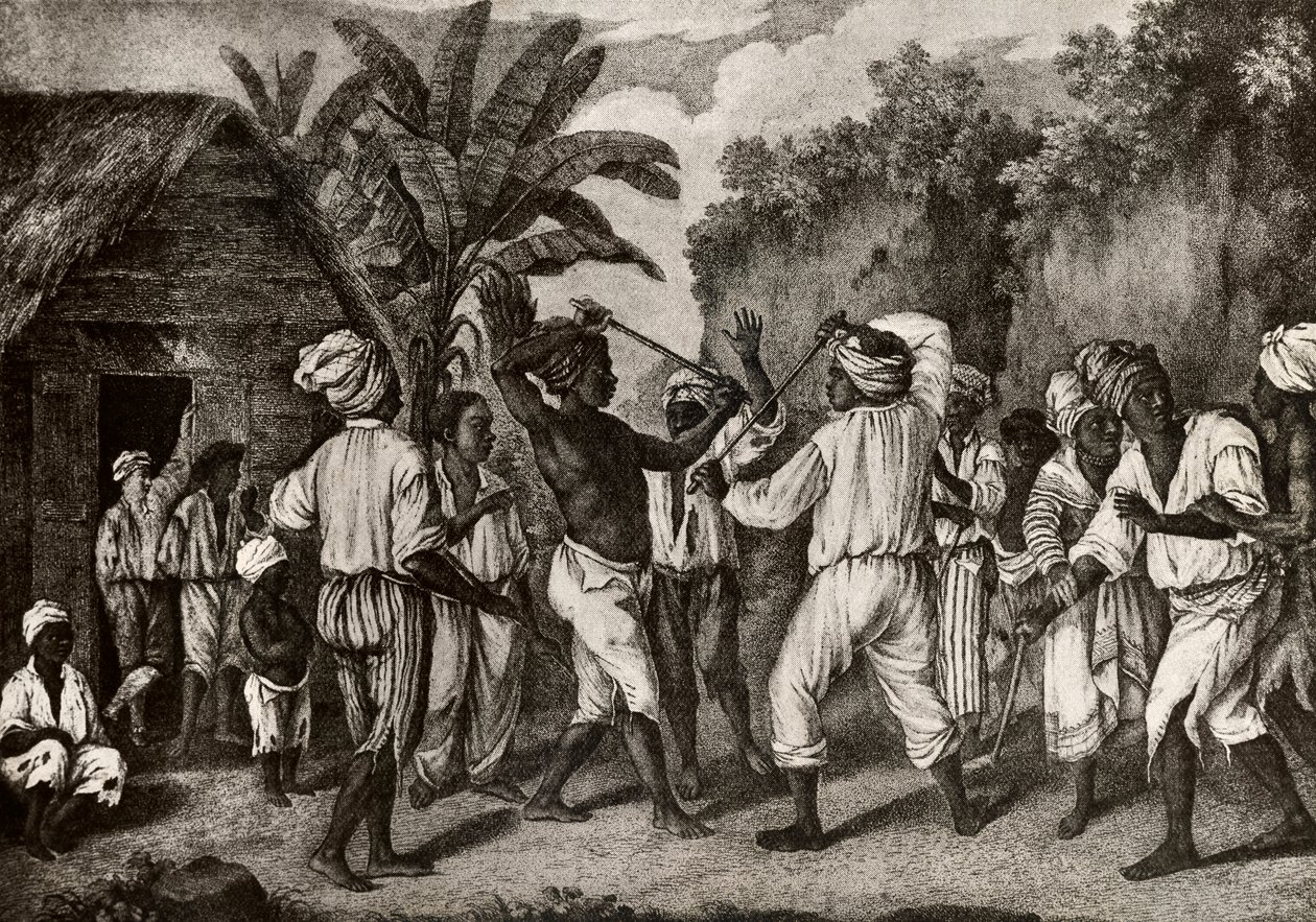 Cudgeling Match mellem engelske og franske negre på Island of Dominica, Santo Domingo af Agostino Brunias