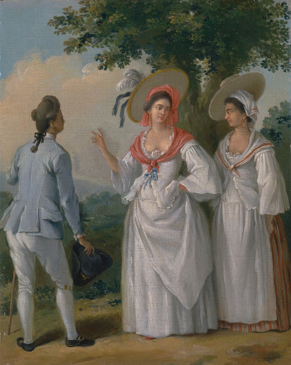 Gratis vestindiske kreoler i elegant kjole, ca. 1780. af Agostino Brunias