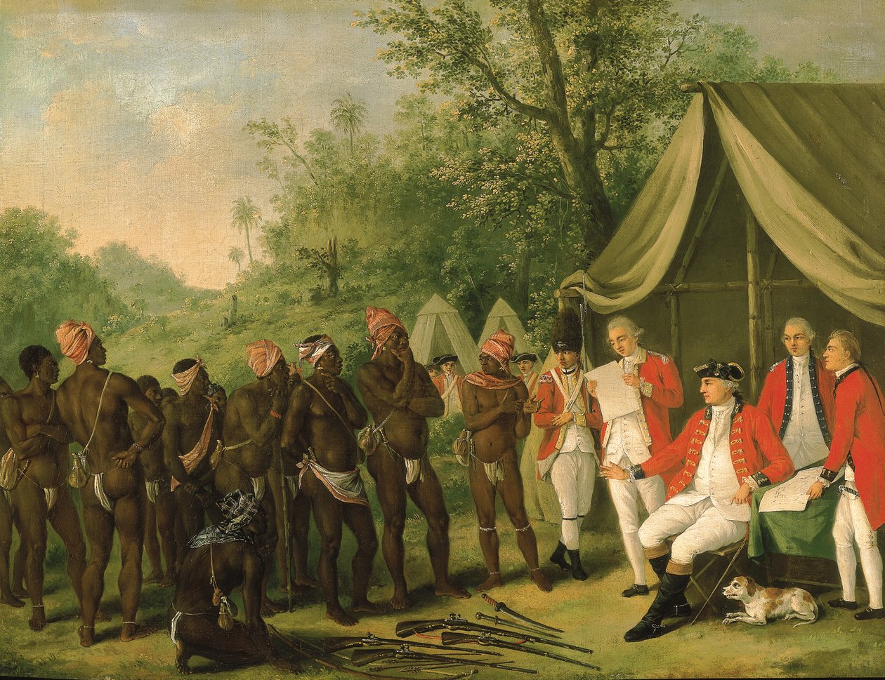 Stilling med den rødbrune slave på øen Jamaica af Agostino Brunias