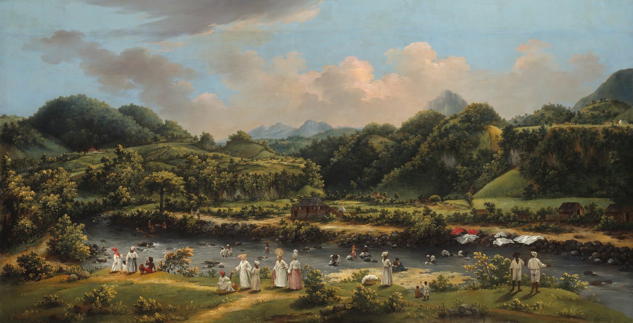 Udsigt over floden Roseau, Dominica, 177080. af Agostino Brunias