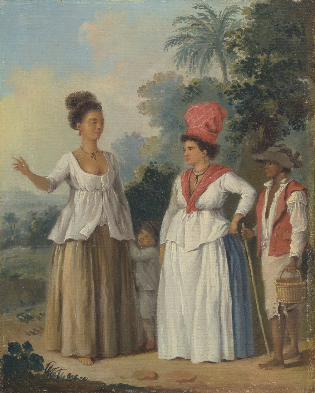 Vestindiske farvede kvinder med et barn og sort tjener, ca. 1780. af Agostino Brunias