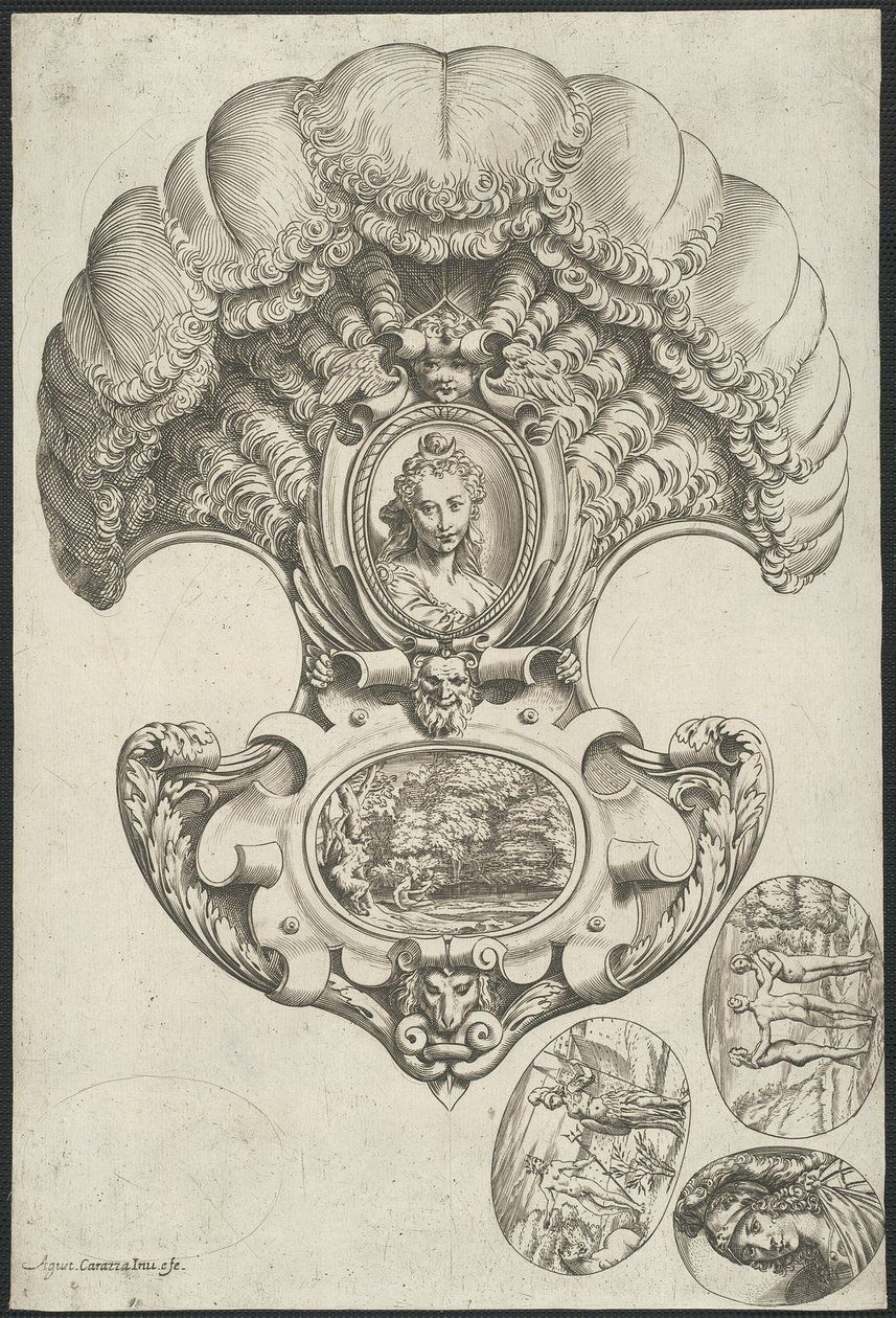 Et hovedstykke i form af en ventilator af Agostino Carracci