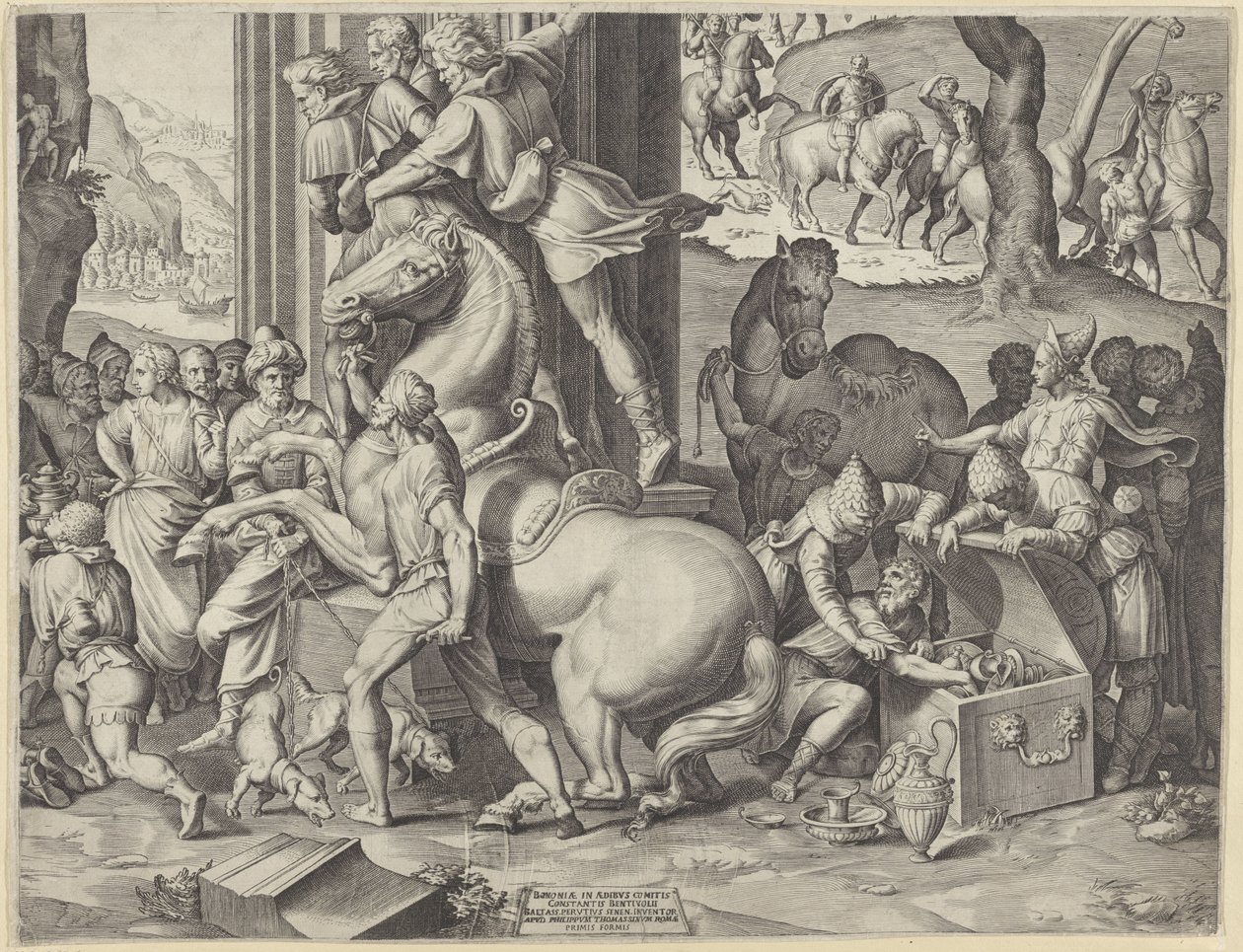 Tilbedelse af Magi (nederste højre del) af Agostino Carracci