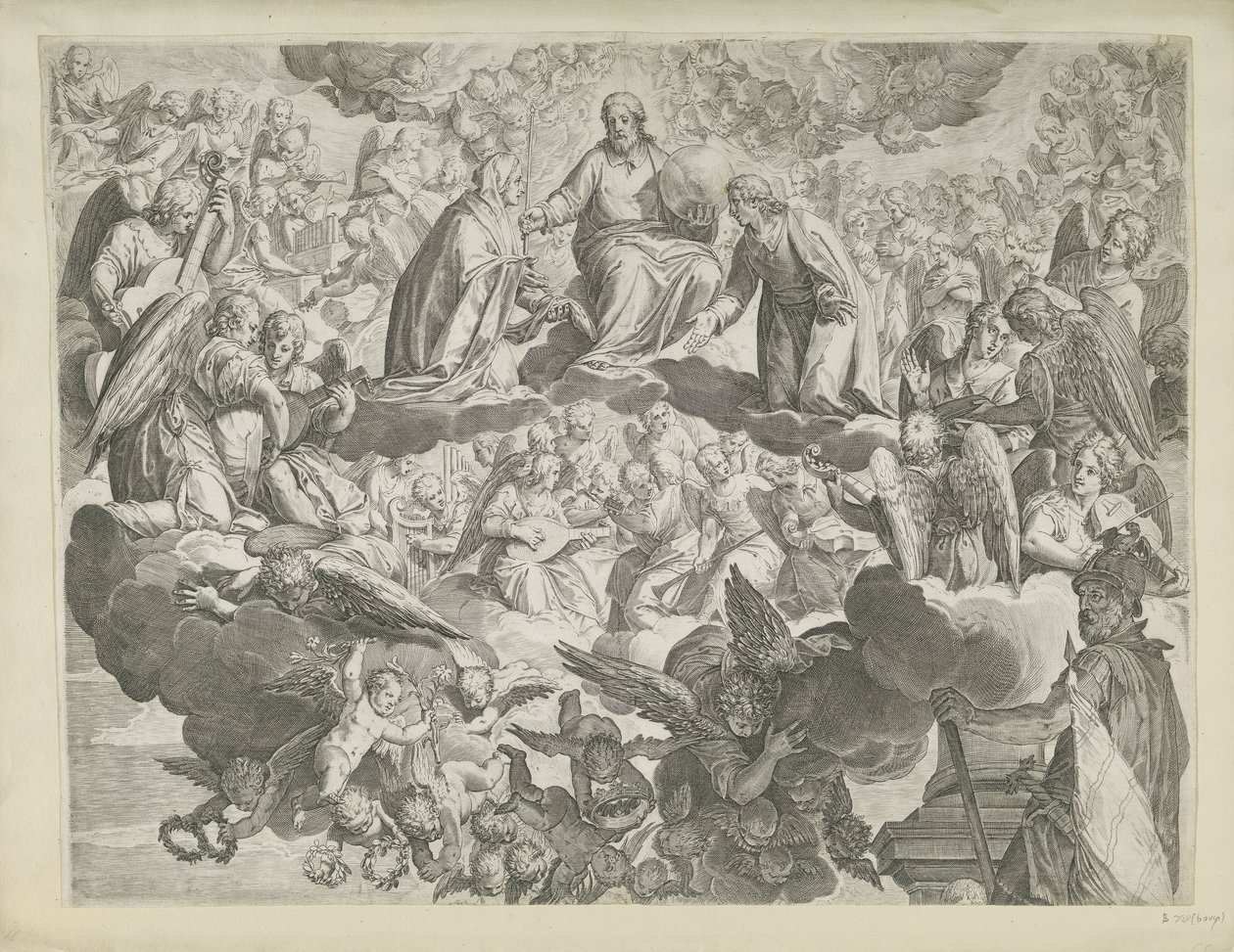 Sankt Justina af Padovas martyrium (øverste halvdel) af Agostino Carracci