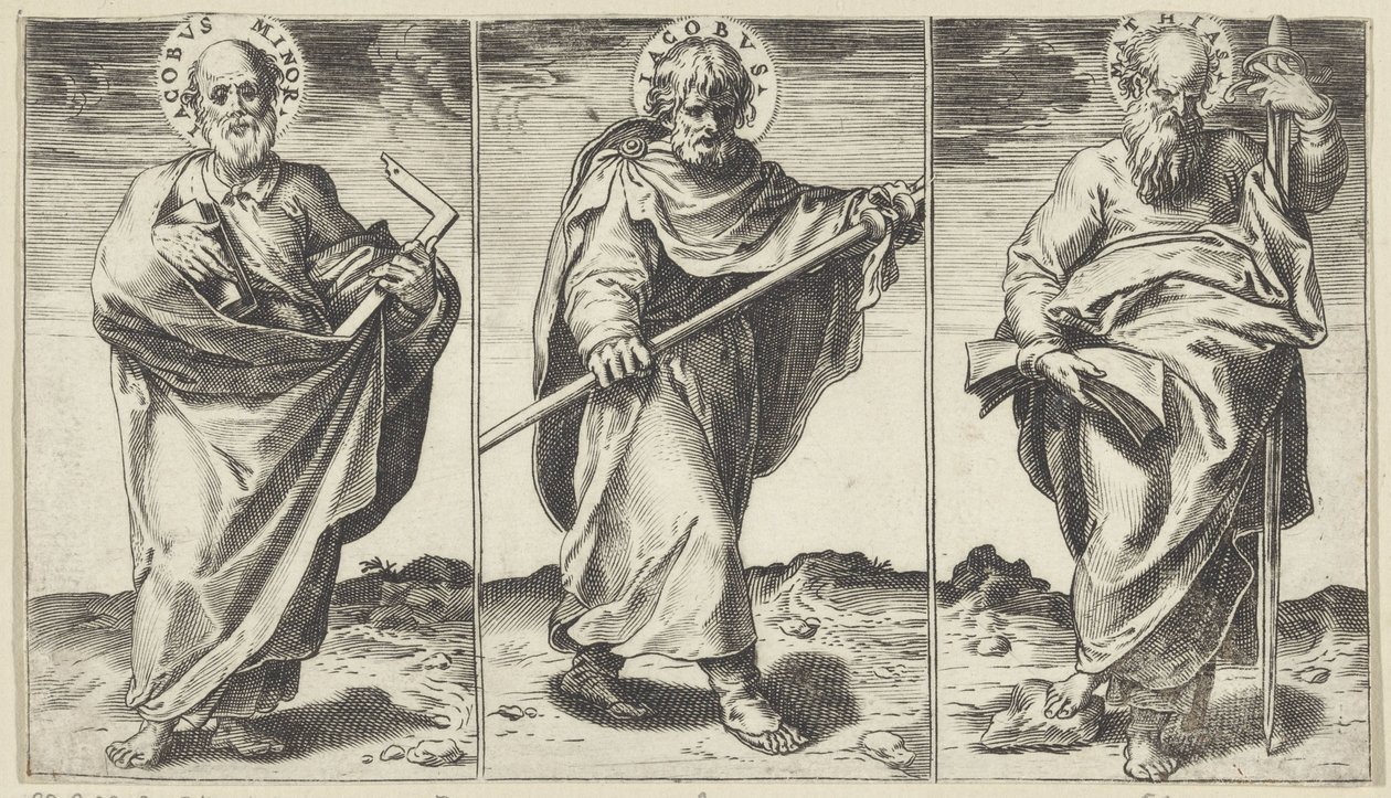 Jakob den Mindre, Jakob den Større og Matthias Kristus, Maria, Johannes Døberen og apostlene (serietitel) af Agostino Carracci
