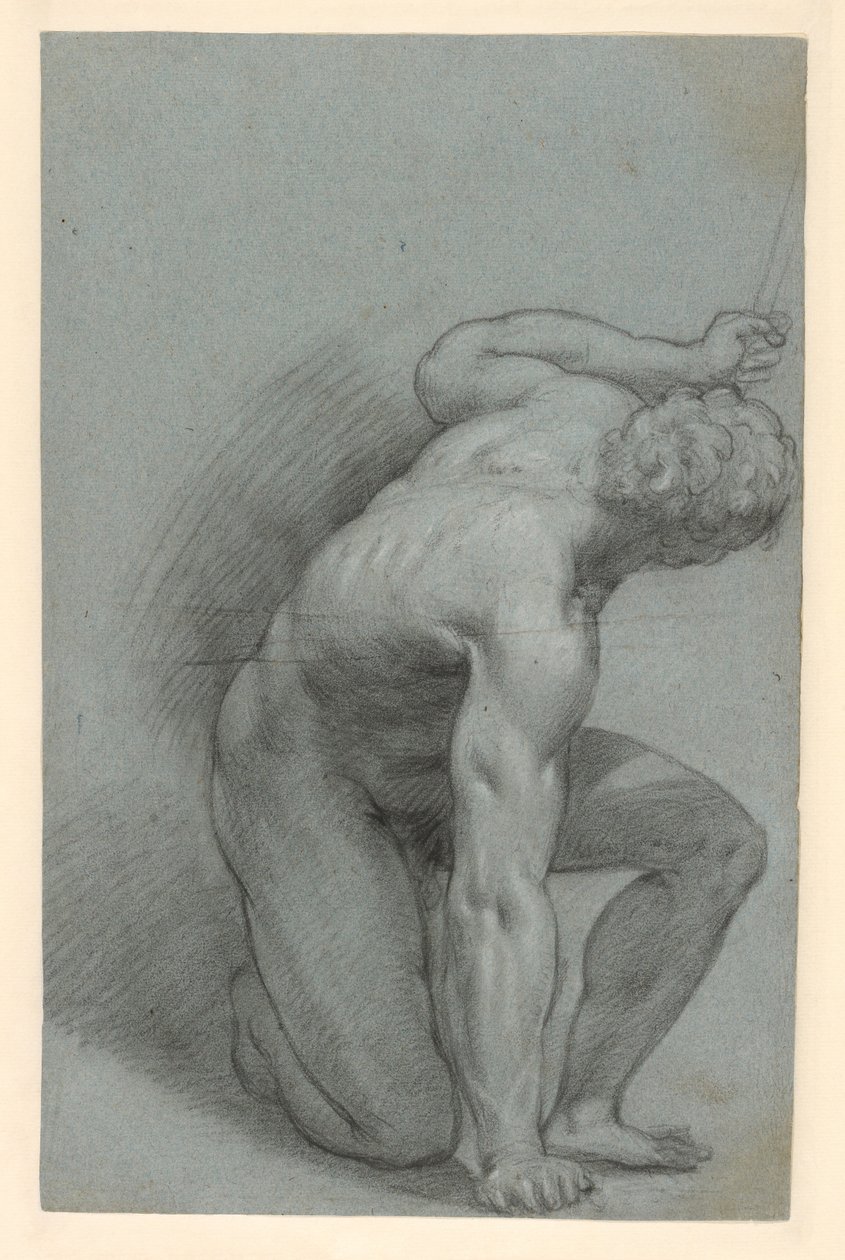 Knælende figur (recto); liggende figur (verso) af Agostino Carracci