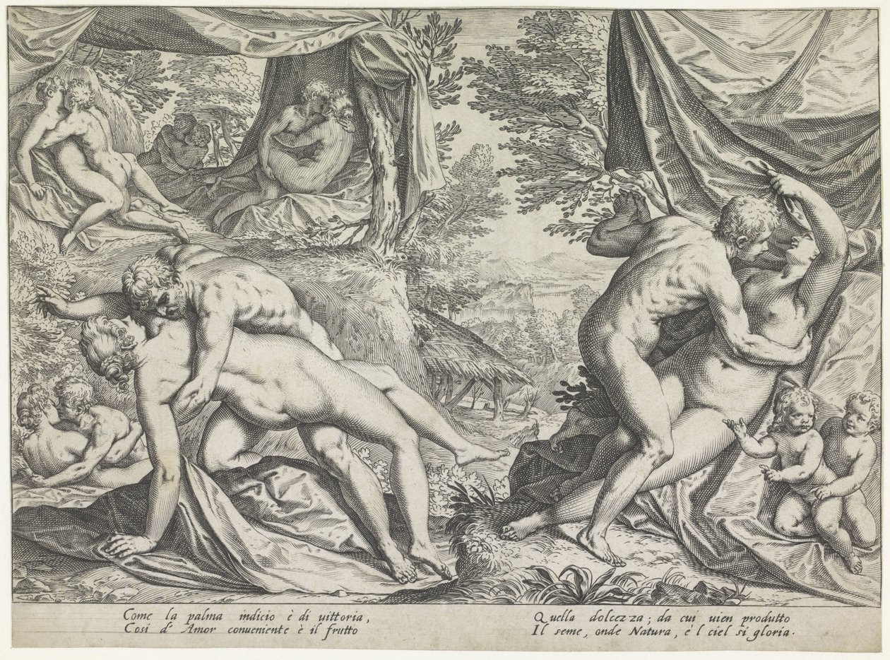Kærlighed i guldalderen Kærlighedens frugter Forskellige aspekter af kærlighed af Agostino Carracci