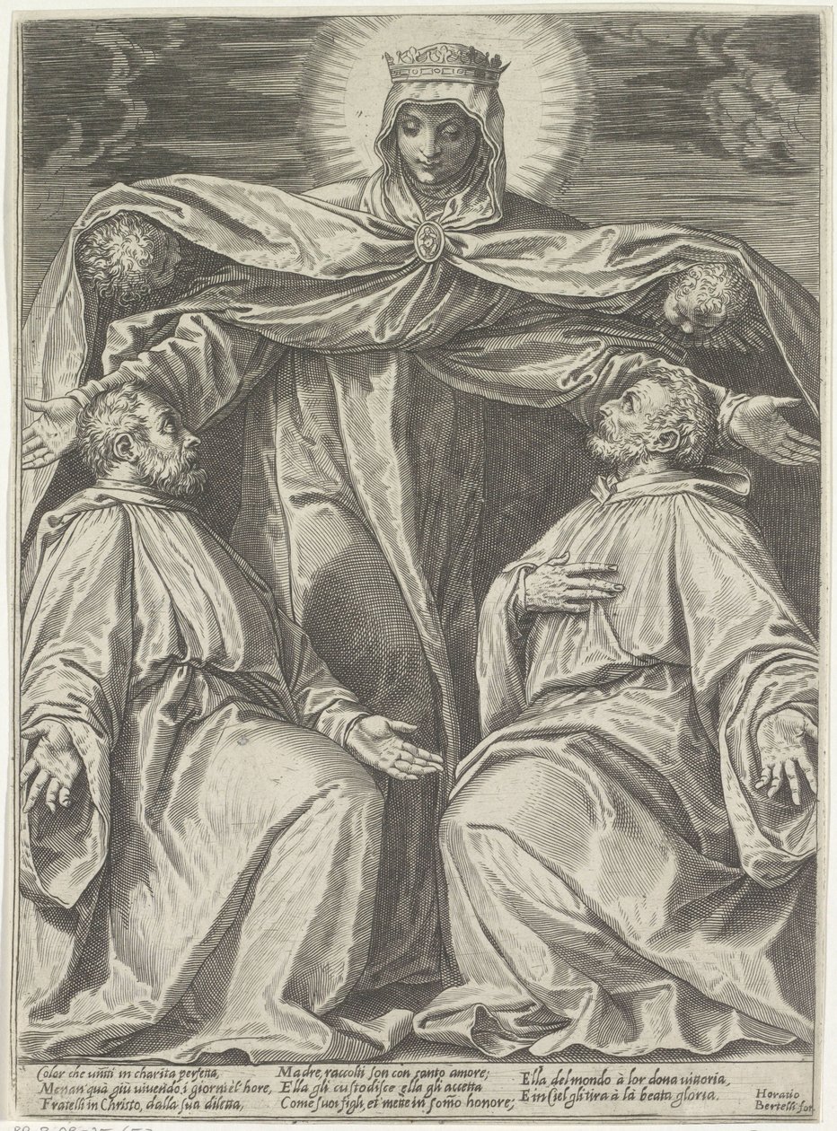 Mary beskytter medlemmer af et broderskab af Agostino Carracci