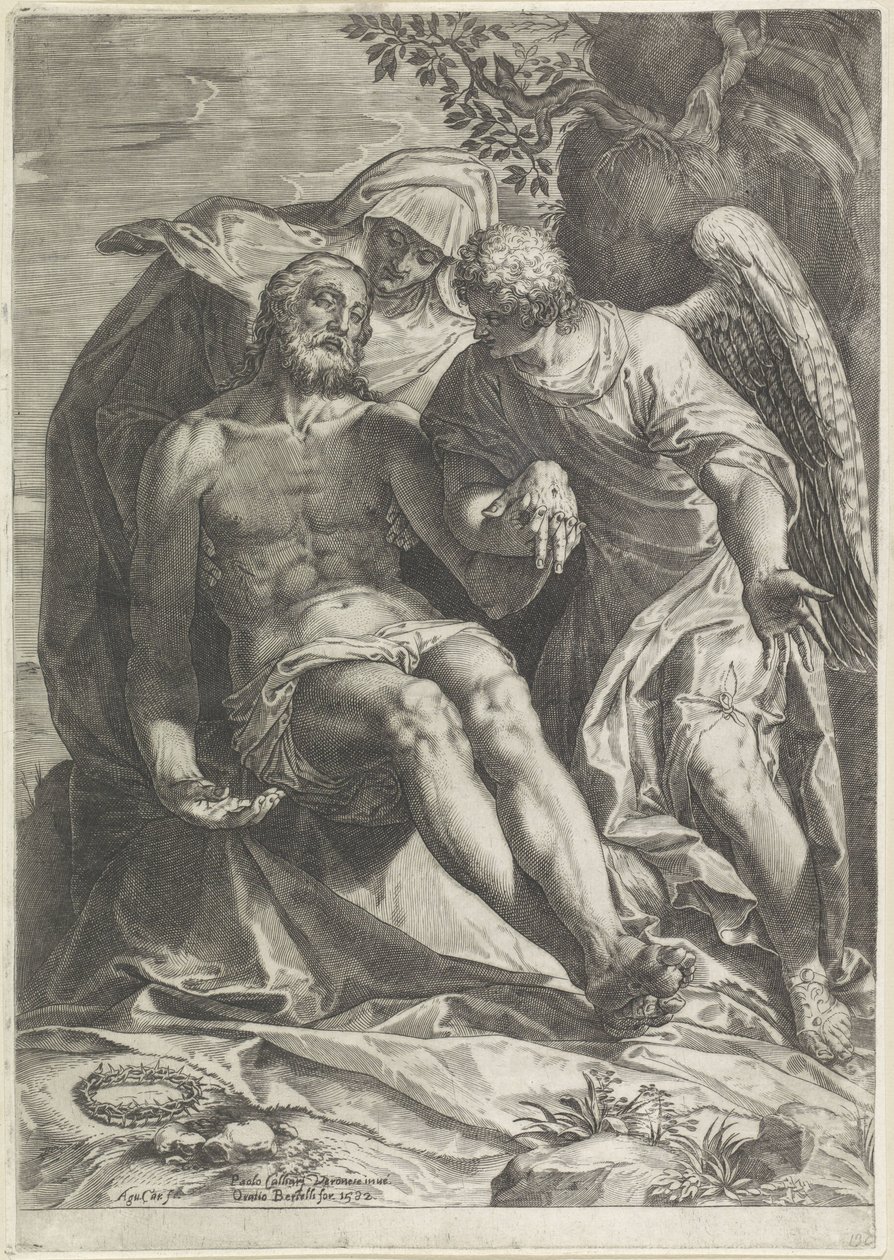 Maria med Kristi legeme (Pietà) af Agostino Carracci