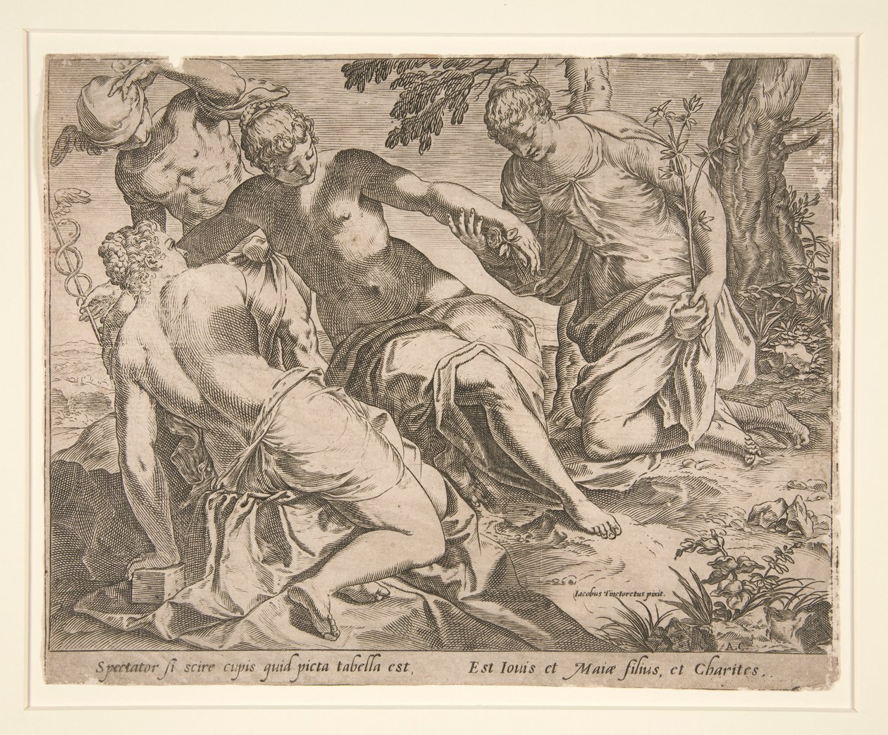 Merkur og de tre nåder af Agostino Carracci
