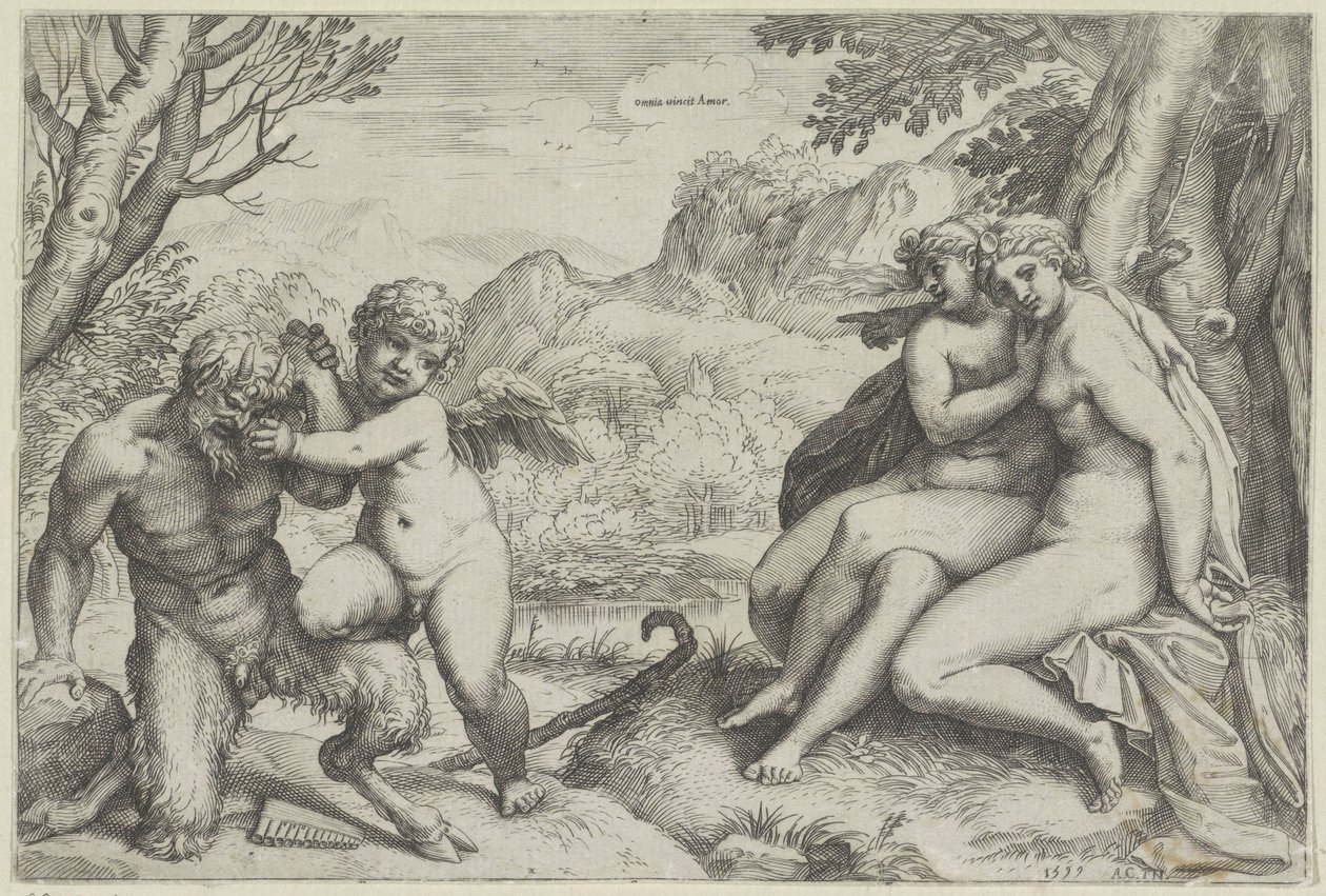 Kærlighed overvinder alt (titel på objekt) af Agostino Carracci