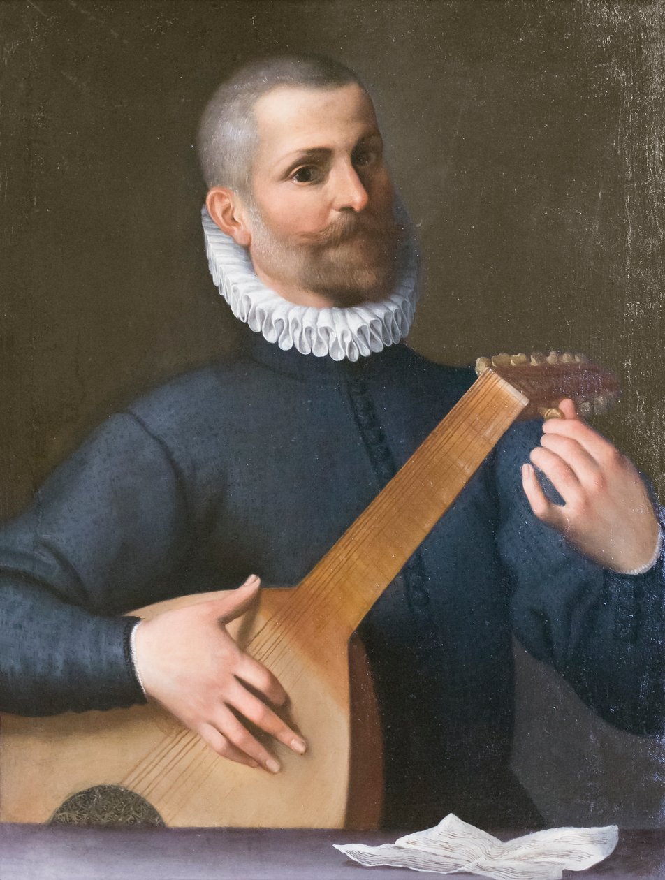 Portræt af en lutspiller, muligvis Orazio Bassani af Agostino Carracci