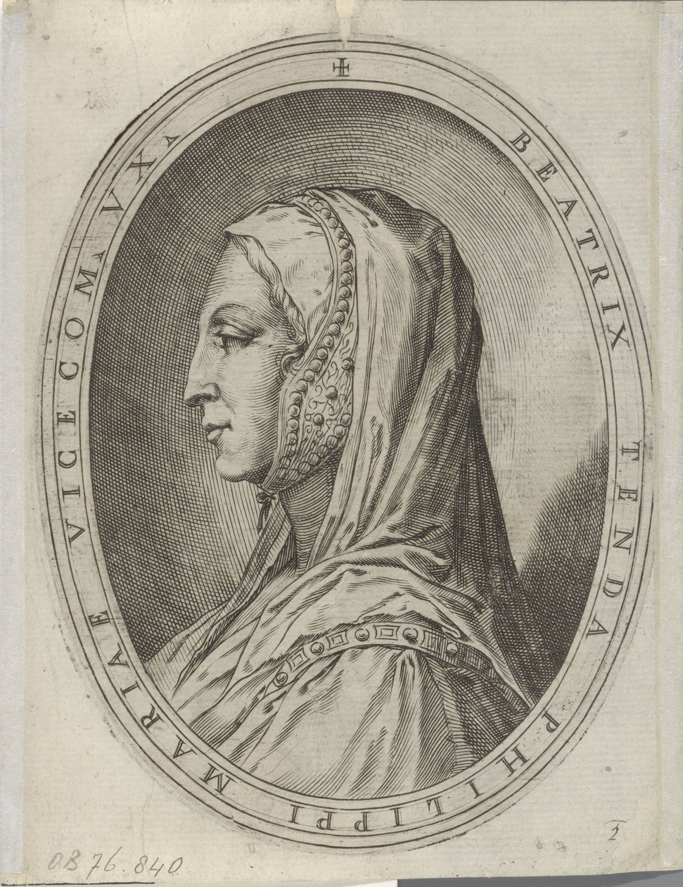 Portret van Beatrice af Tenda af Agostino Carracci