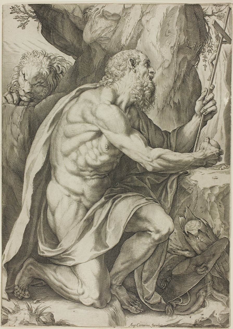 Sankt Hieronymus i anger af Agostino Carracci